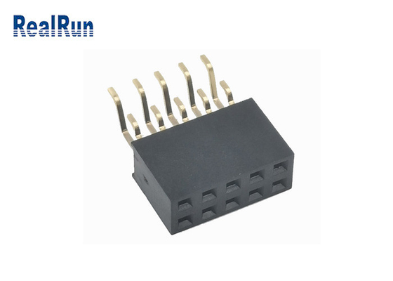 2.54mm weibliches Goldverbindungsstück des Titel-Sockel-2 rechtwinkliges SMT der Reihen-PA6T 2x5P