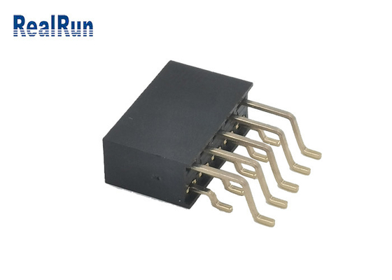 2.54mm weibliches Goldverbindungsstück des Titel-Sockel-2 rechtwinkliges SMT der Reihen-PA6T 2x5P