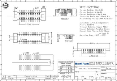 0.5A 0.5mm Neigungs-PA6T BTB PWB-Titel-Verbindungsstück Verbindungsstück 24 Pin DC-500V