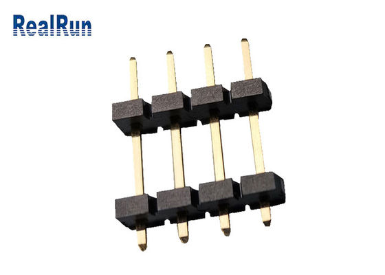 REIHEN-Titel-Verbindungsstück UL94V-0 PBT LCP Messing-Pin Header Connector 1*4P Doppel