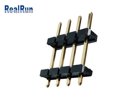 REIHEN-Titel-Verbindungsstück UL94V-0 PBT LCP Messing-Pin Header Connector 1*4P Doppel