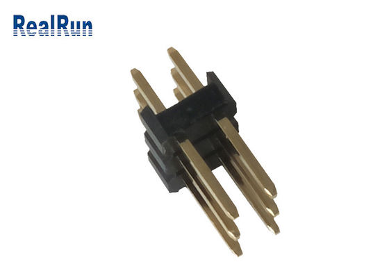 Neigungs-doppeltes gerades Pin Header Blacks PA6T BAD 3.0A 6P männliche Messing-2.54mm