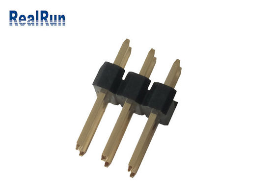 Neigungs-doppeltes gerades Pin Header Blacks PA6T BAD 3.0A 6P männliche Messing-2.54mm