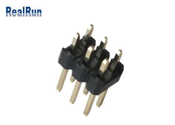 Neigungs-doppeltes gerades Pin Header Blacks PA6T BAD 3.0A 6P männliche Messing-2.54mm