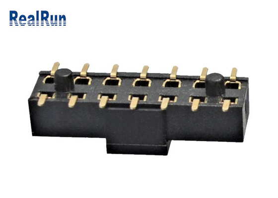Messing-weibliches Titel-Verbindungsstück 2×7 SMT H3.5 500VAC PA6T mit Posten-Kappe