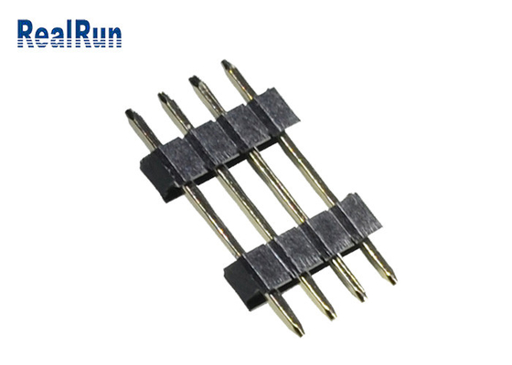 Schwarz-gerade 4P Doppelreihe PWBs 2,54 Millimeter Pin Header PA6T Pin Header