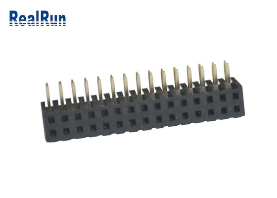 Rechtwinklige Art weibliche Doppelposition Pin Header Connectors ISO9001 PA6T reihen-30