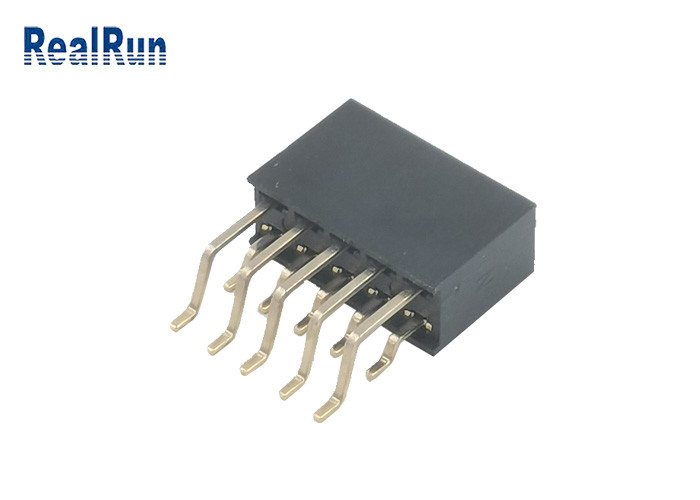 2.54mm weibliches Goldverbindungsstück des Titel-Sockel-2 rechtwinkliges SMT der Reihen-PA6T 2x5P